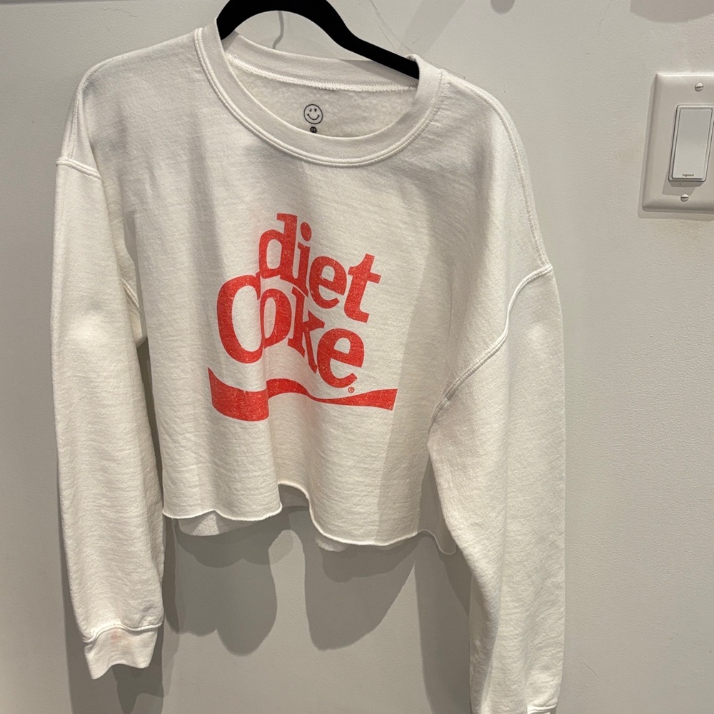 Diet Coke White Cropped Sweatshirt